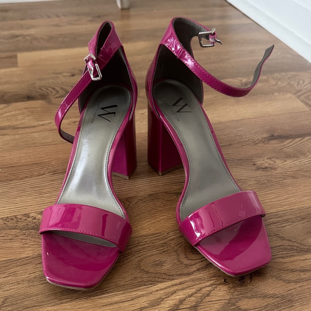 Worthington Women's Fuscia Pink Patent Leather Chunky Heels